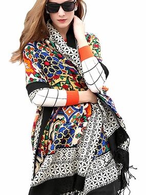 DANA XU 100% Merino Wool Extra Large Pashmina Shawl for Women 96"x43